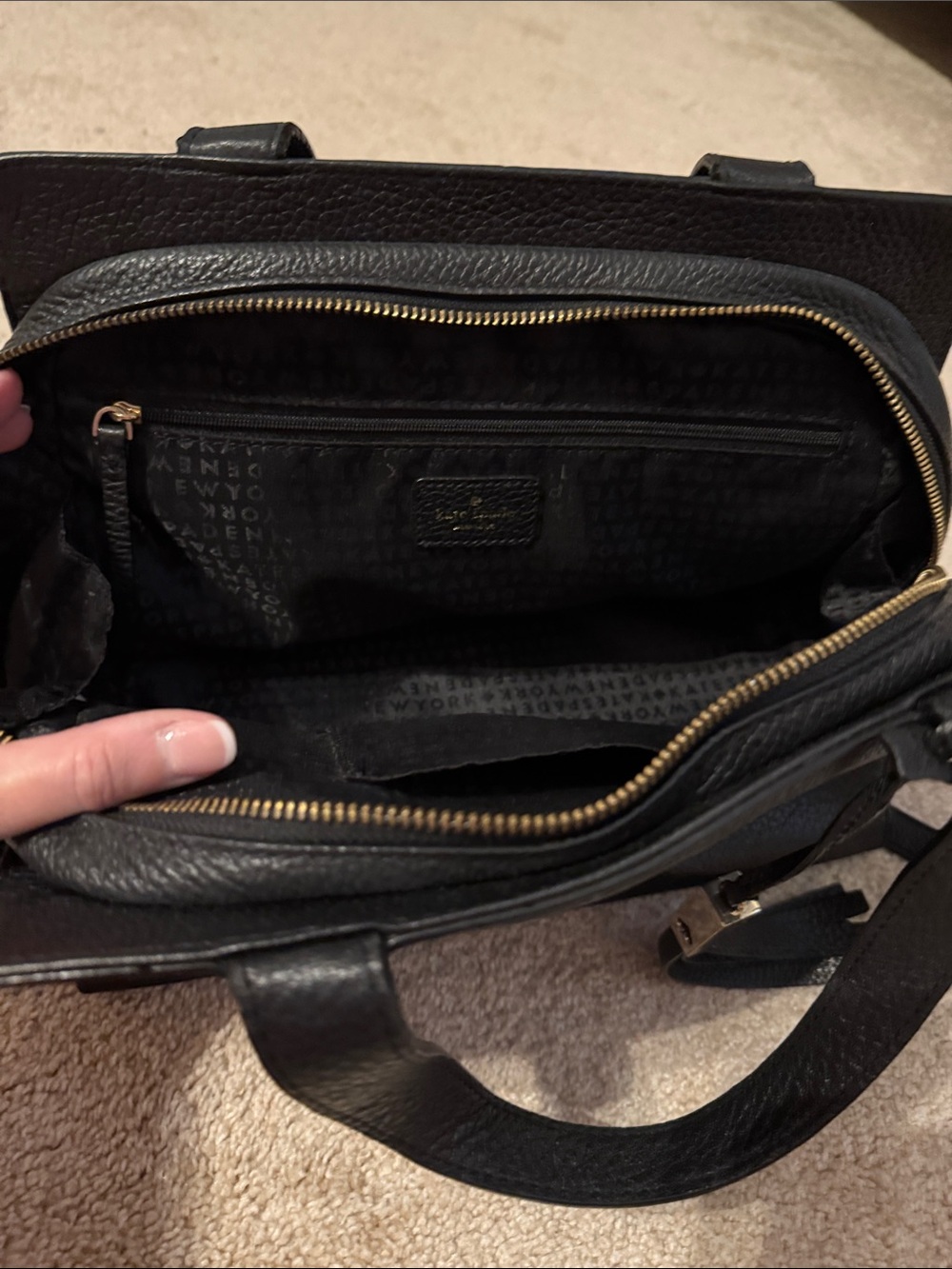 kate spade Black Pebbled Leather Satchel with Crossbody Strap - Picture 5 of 8